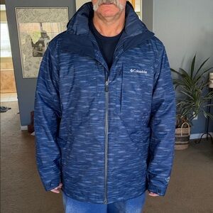 Columbia 3-in-1 Interchange Men's Navy Performance Jacket with interior jacket